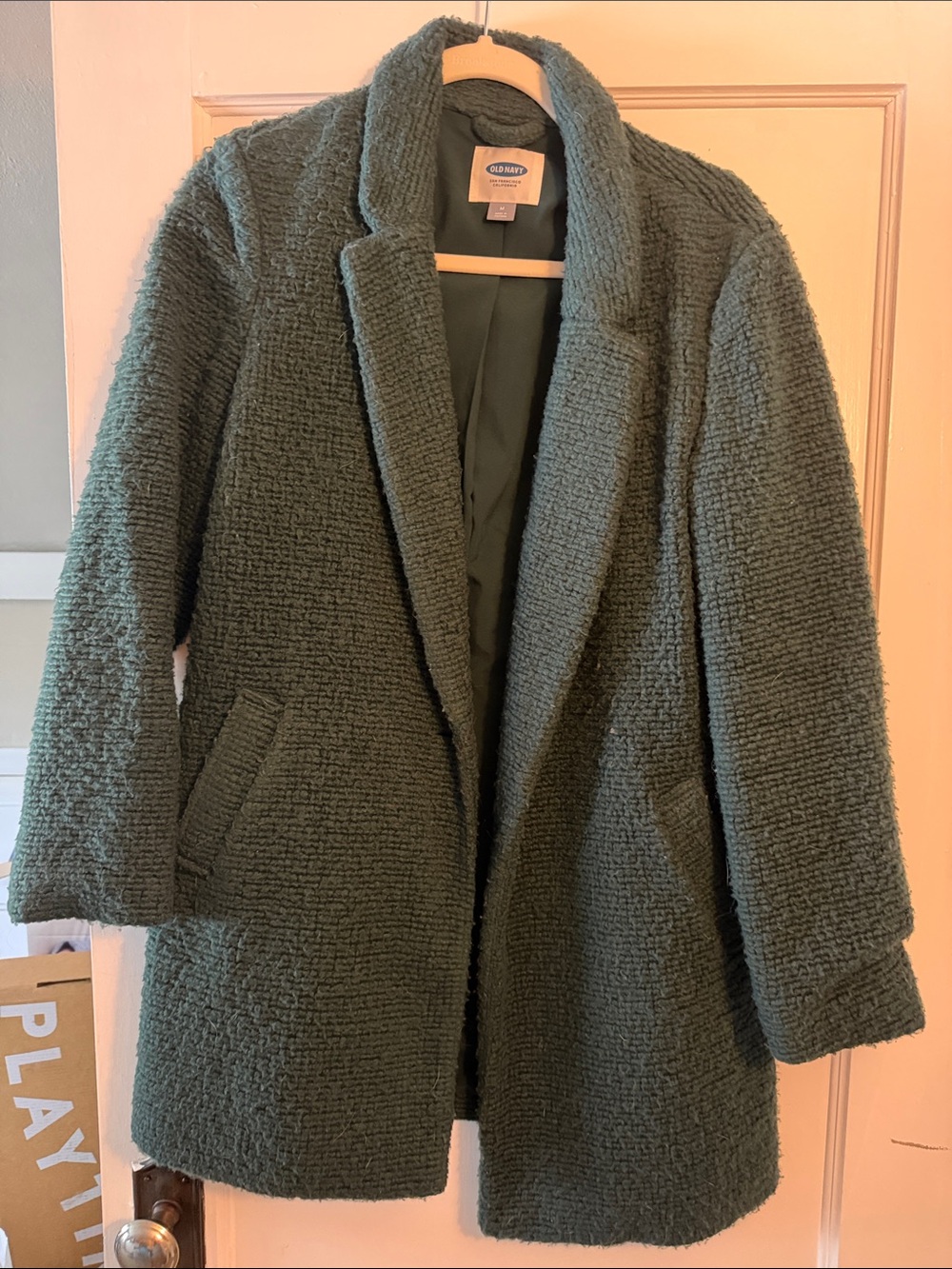Old Navy Women's Textured Green BouclΓ© Coat